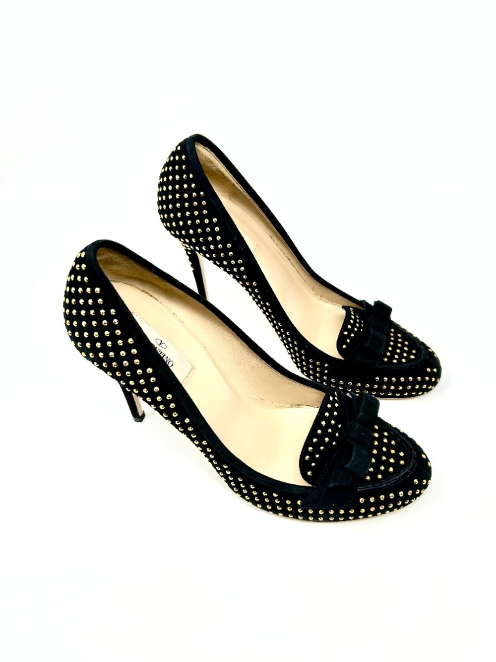 Valentino Black Suede Pumps with Gold Studs Size 40/US 10 Luxury ~ Designer!